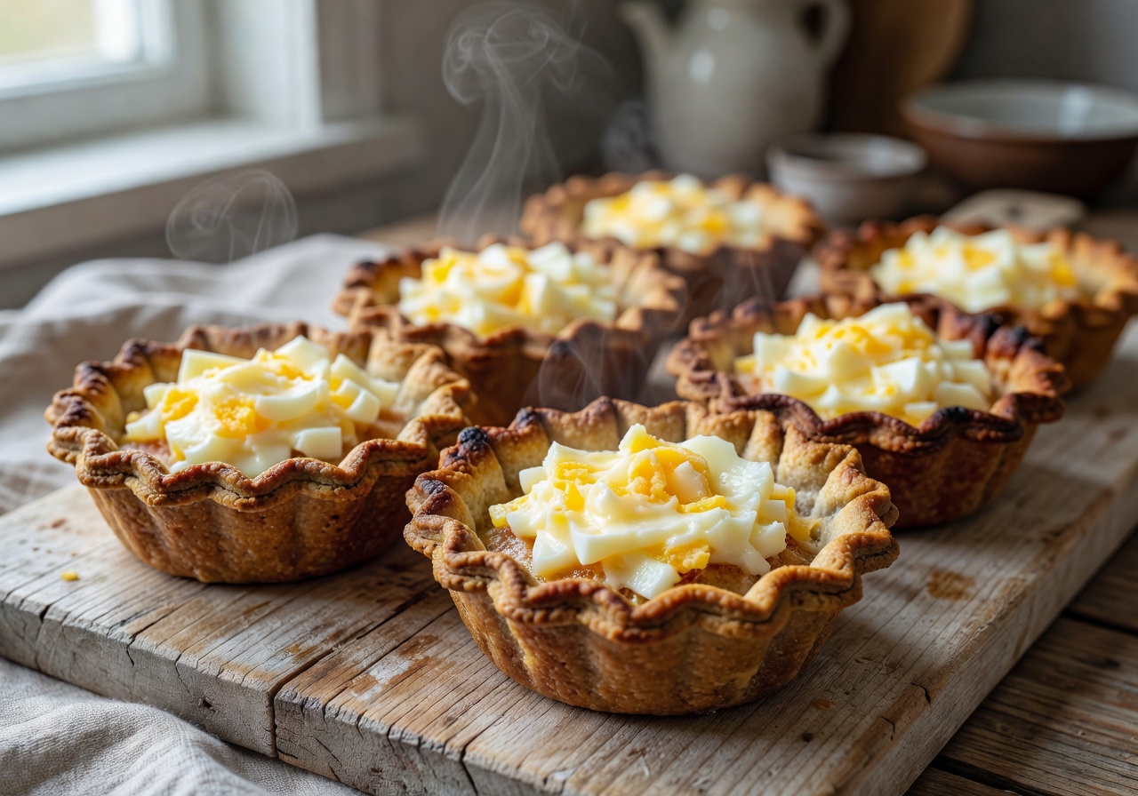 Freshly baked traditional Finnish Karelian pies with egg butter